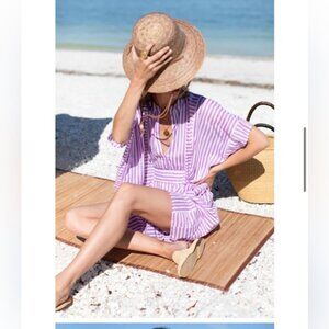 Emerson Fry India Collection Organic Cotton Striped Caftan Dress OS